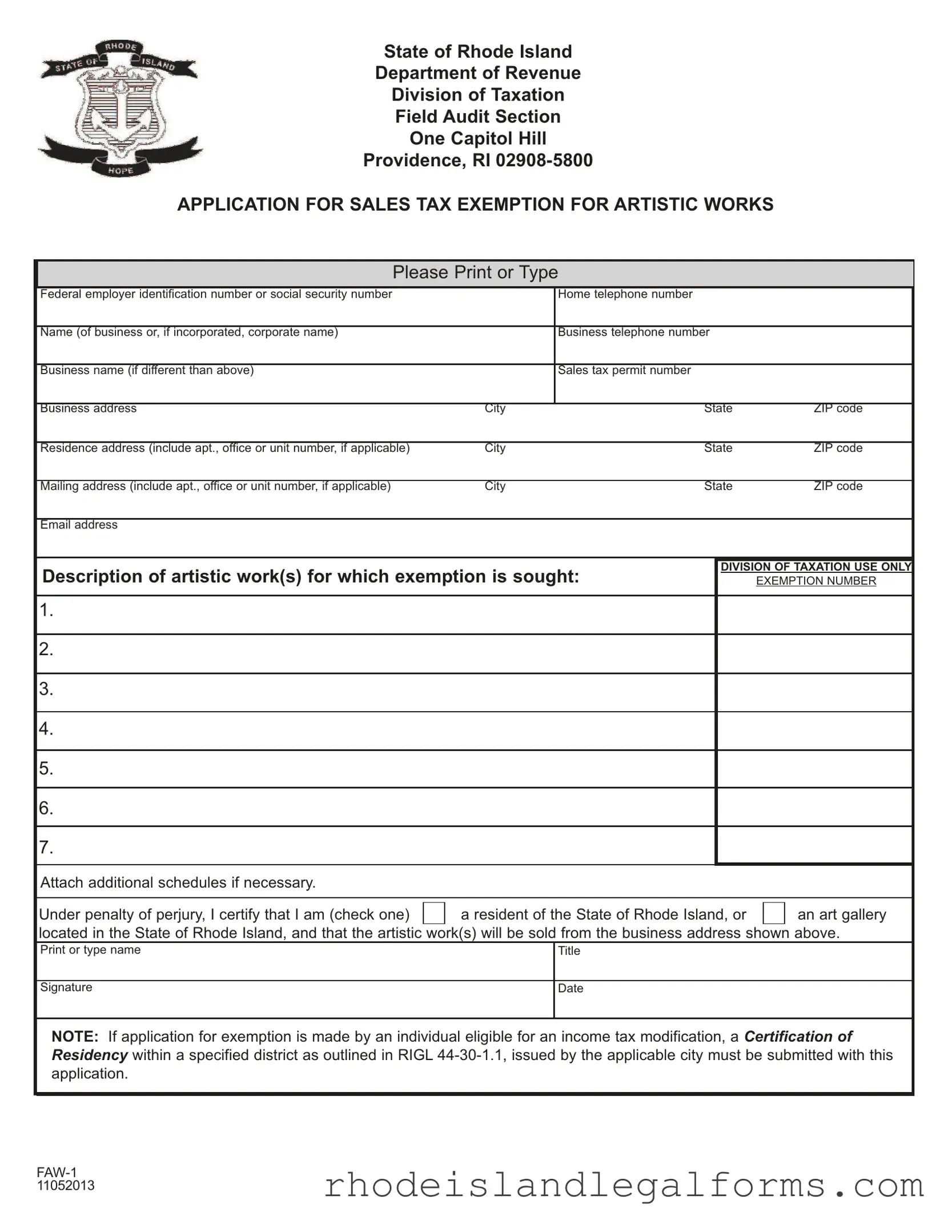 Free Faw 1 Form