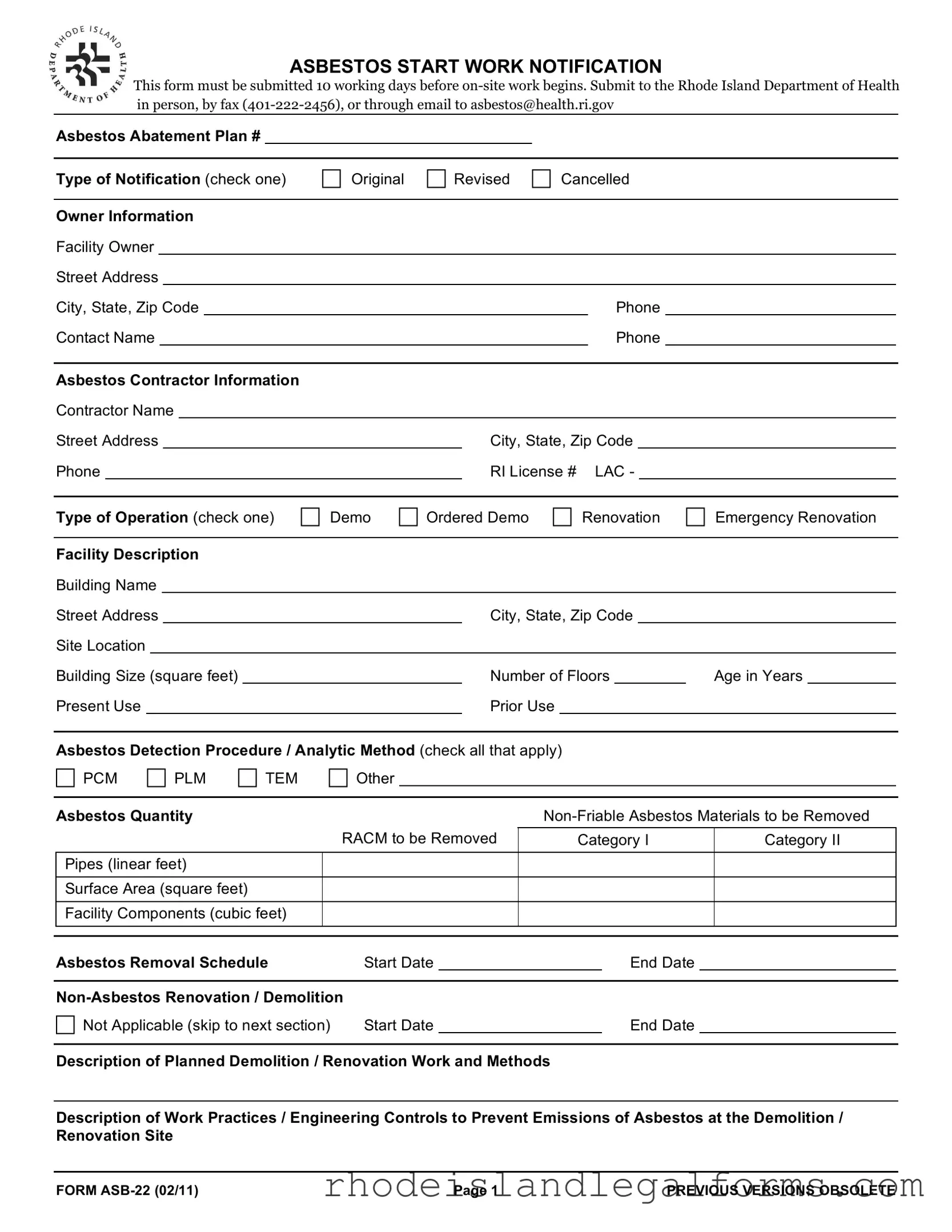 Free Rhode Island Asb 22 Form