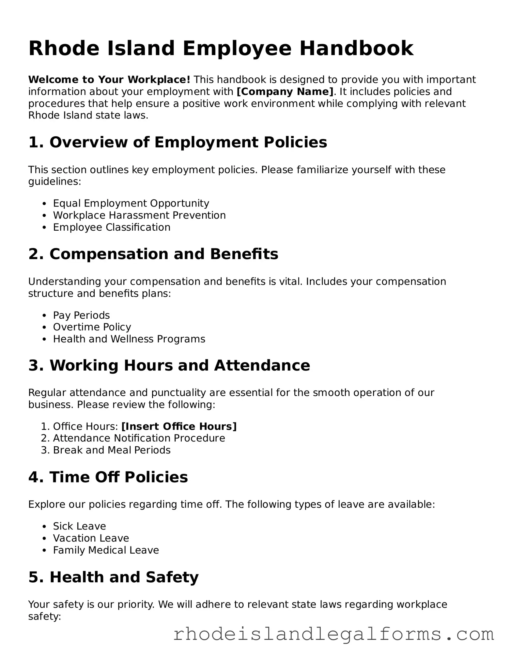Employee Handbook Form for Rhode Island State