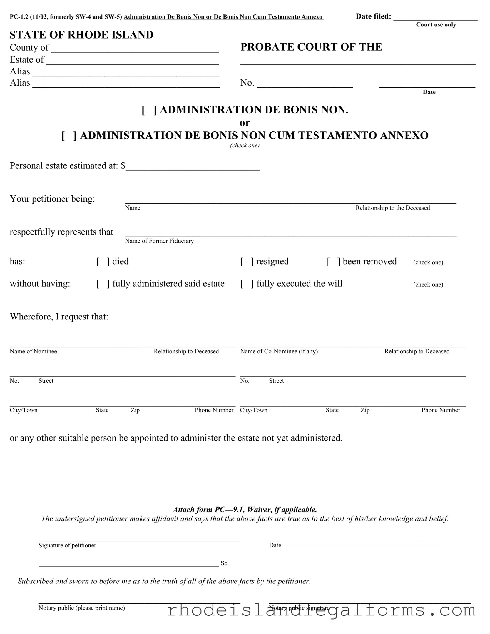Free Rhode Island Pc 1 2 Form