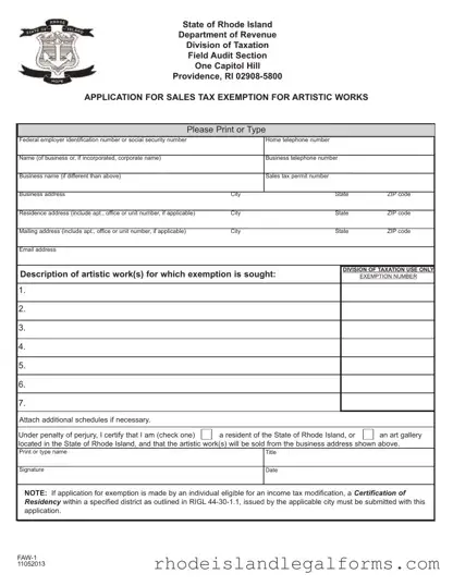 Free Faw 1 Form