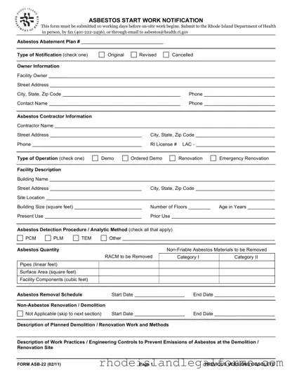 Free Rhode Island Asb 22 Form
