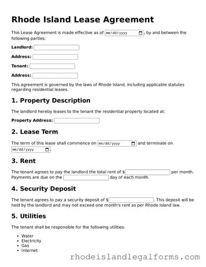 Lease Agreement Form for Rhode Island State