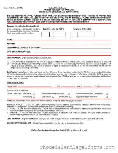 Free Rhode Island W 9 Form