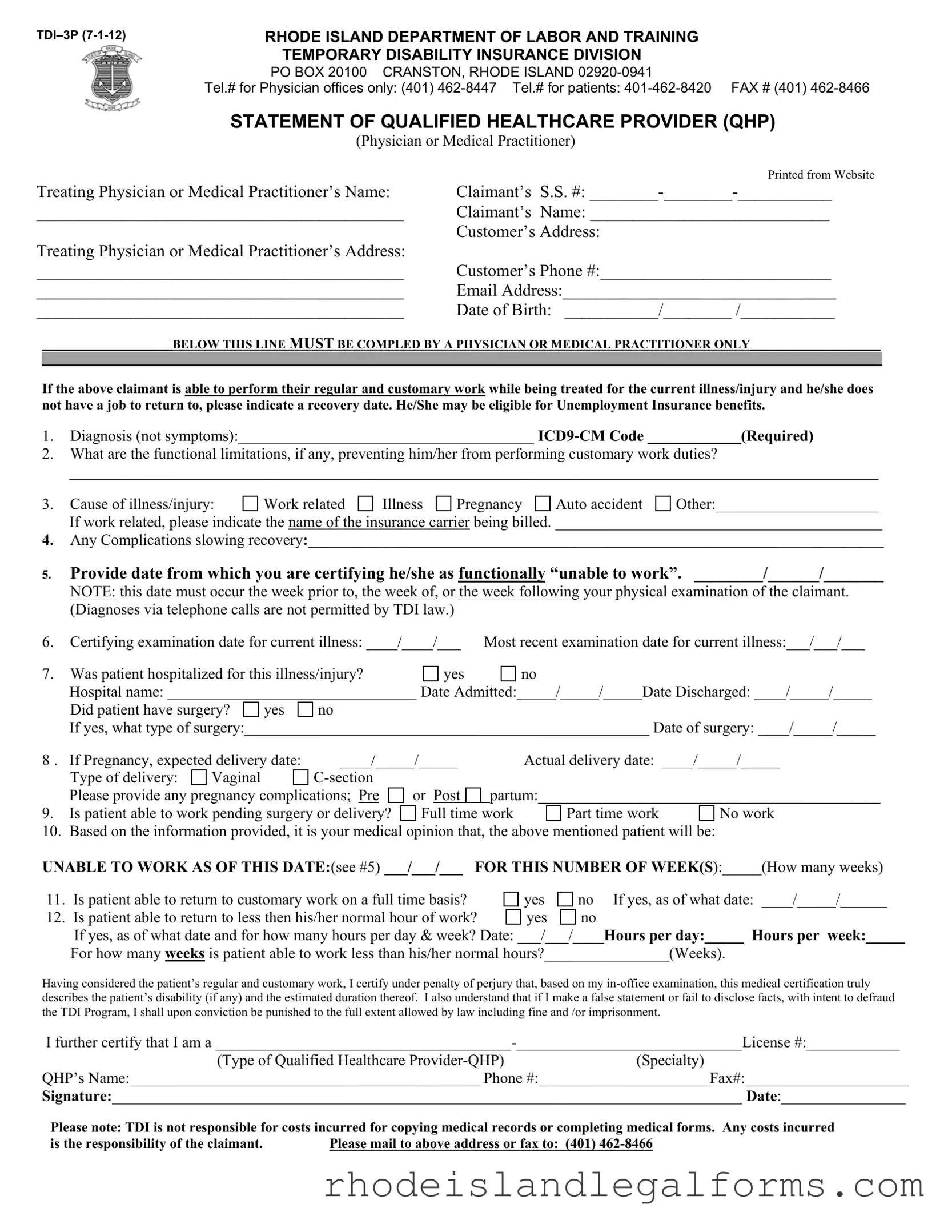Free Tdi 3P Form